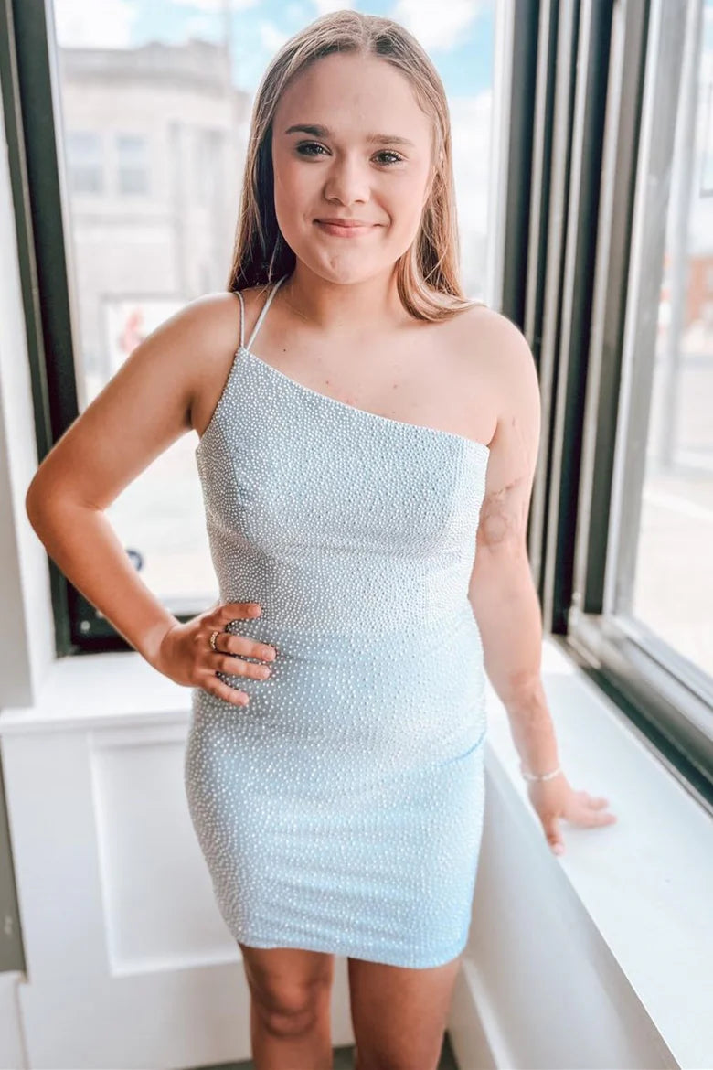 Vestido de fiesta con cordones y un solo hombro